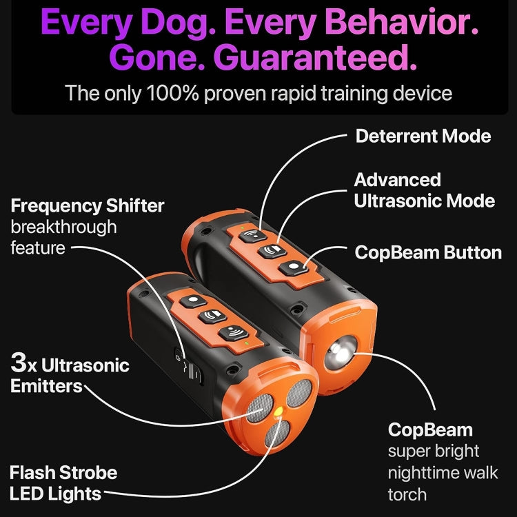 Three-head Dog Driver Lighting Flashing High Power Ultrasonic Dog Repeller(Black Orange) - Training Aids by PMC Jewellery | Online Shopping South Africa | PMC Jewellery | Buy Now Pay Later Mobicred