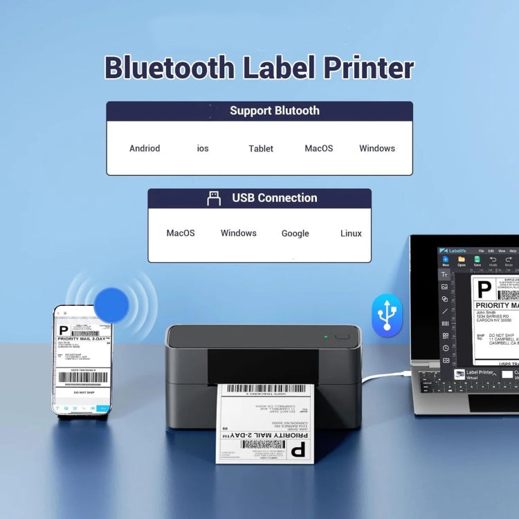 Phomemo PM245-BT Bluetooth Shipping Label Printer Support Labels Width  1- 4.6 Inch(EU Plug) - free shipping - PMC TechLife - Order now!