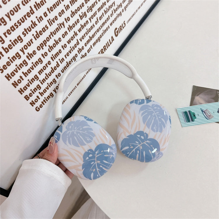 For AirPods Max 1Pair Tropical Leaf Pattern Headphone Silicone Case(Blue) - For AirPods Max by PMC Jewellery | Online Shopping South Africa | PMC Jewellery | Buy Now Pay Later Mobicred