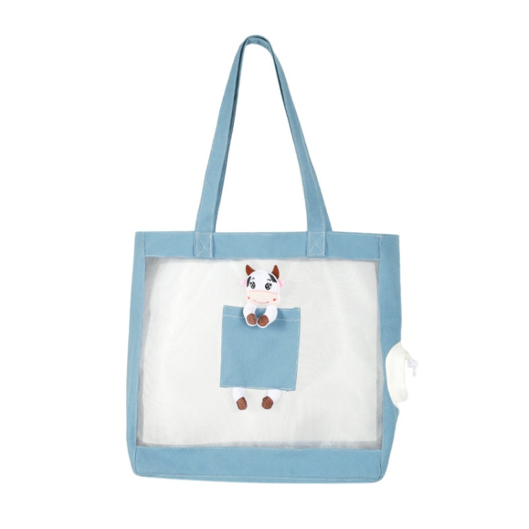 Handheld Large Capacity Breathable Exposed Canvas Cat Bag Outdoor Portable Pet Bag(Blue) - Pet Bags by PMC TechLife | Online Shopping South Africa | PMC TechLife | Buy Now Pay Later Mobicred
