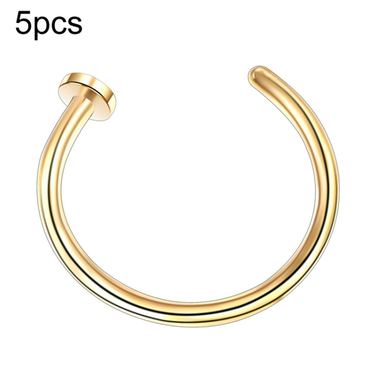 5pcs Stainless Steel Nose Ring Without Hole C-Shape Nose Staple Lip Band Earrings, Size: 0.8 x 8+2(Gold) - Stud Earrings & Earrings by PMC Jewellery | Online Shopping South Africa | PMC Jewellery | Buy Now Pay Later Mobicred