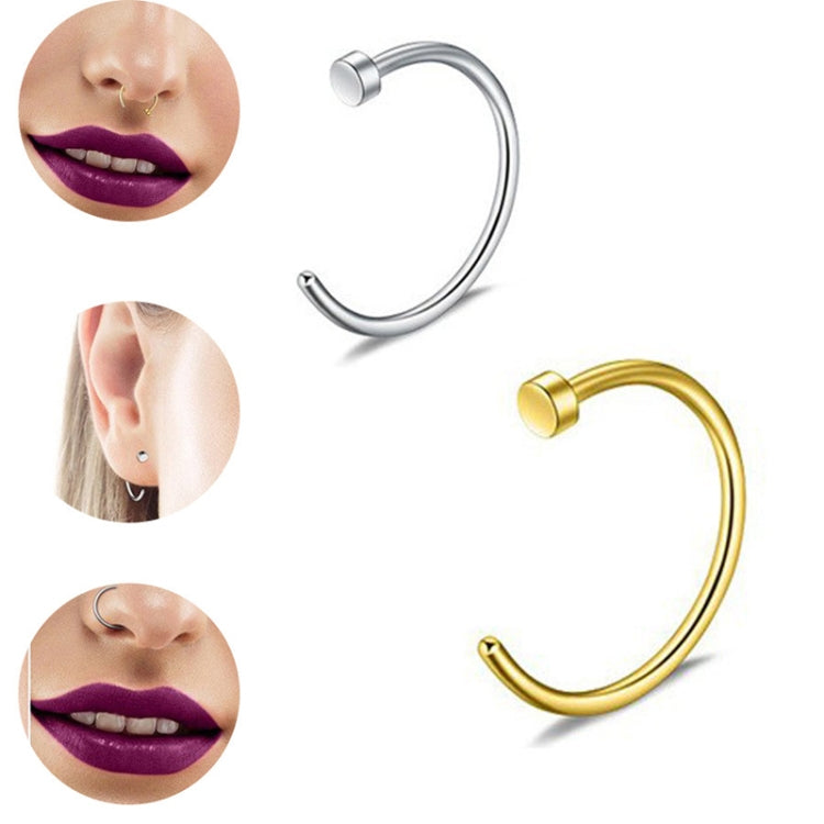 5pcs Stainless Steel Nose Ring Without Hole C-Shape Nose Staple Lip Band Earrings, Size: 0.8 x 8+2(Gold) - Stud Earrings & Earrings by PMC Jewellery | Online Shopping South Africa | PMC Jewellery | Buy Now Pay Later Mobicred