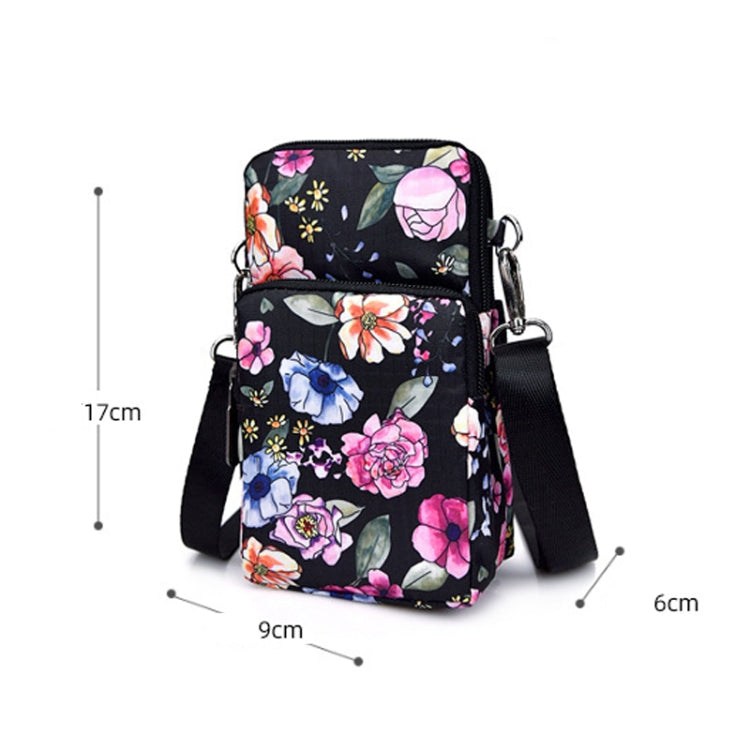 Printed Crossbody Mobile Phone Bag Mini Wallet With Arm Band, Style: Blue Leaf - Single-shoulder Bags by PMC TechLife | Online Shopping South Africa | PMC TechLife | Buy Now Pay Later Mobicred