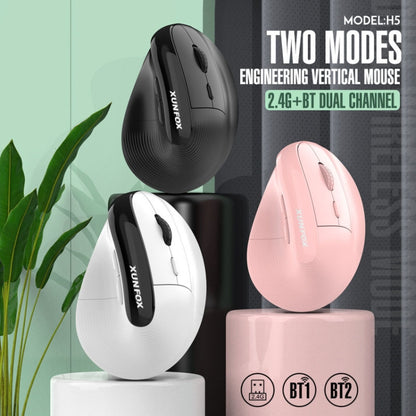 XUNSVFOX H5 Upright Vertical Dual Mode Mouse Rechargeable Wireless Business Office Mouse(White) - Wireless Mice by XUNSVFOX | Online Shopping South Africa | PMC Jewellery | Buy Now Pay Later Mobicred