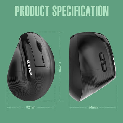 XUNSVFOX H5 Upright Vertical Dual Mode Mouse Rechargeable Wireless Business Office Mouse(Black) - Wireless Mice by XUNSVFOX | Online Shopping South Africa | PMC Jewellery | Buy Now Pay Later Mobicred