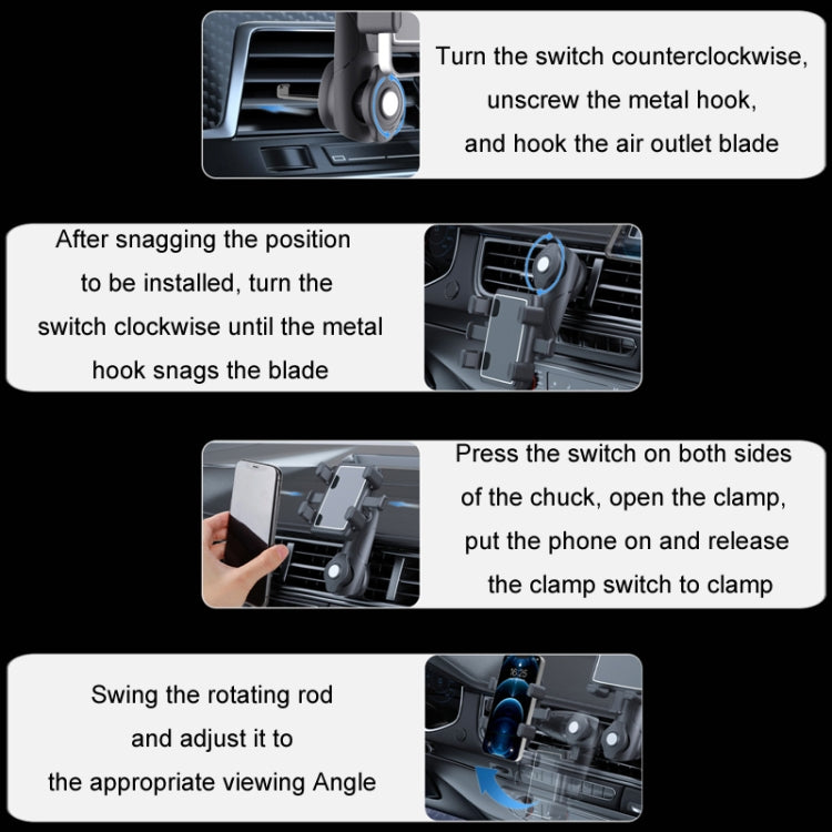 Car Multifunctional 360-degree Rotating Mobile Phone Holder(Air Outlet Model) - Car Holders by PMC TechLife | Online Shopping South Africa | PMC TechLife | Buy Now Pay Later Mobicred