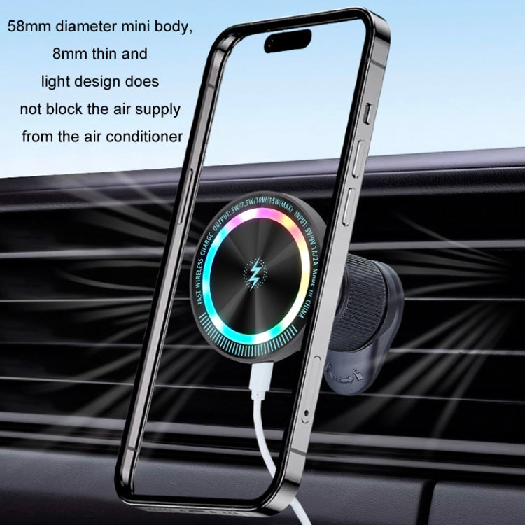 Magsafe 15W Magnetic Colorful Light Wireless Charging Mobile Phone Holder, Color: A9 Air Outlet Dark Gray - Wireless Charger Holders by PMC Jewellery | Online Shopping South Africa | PMC Jewellery | Buy Now Pay Later Mobicred