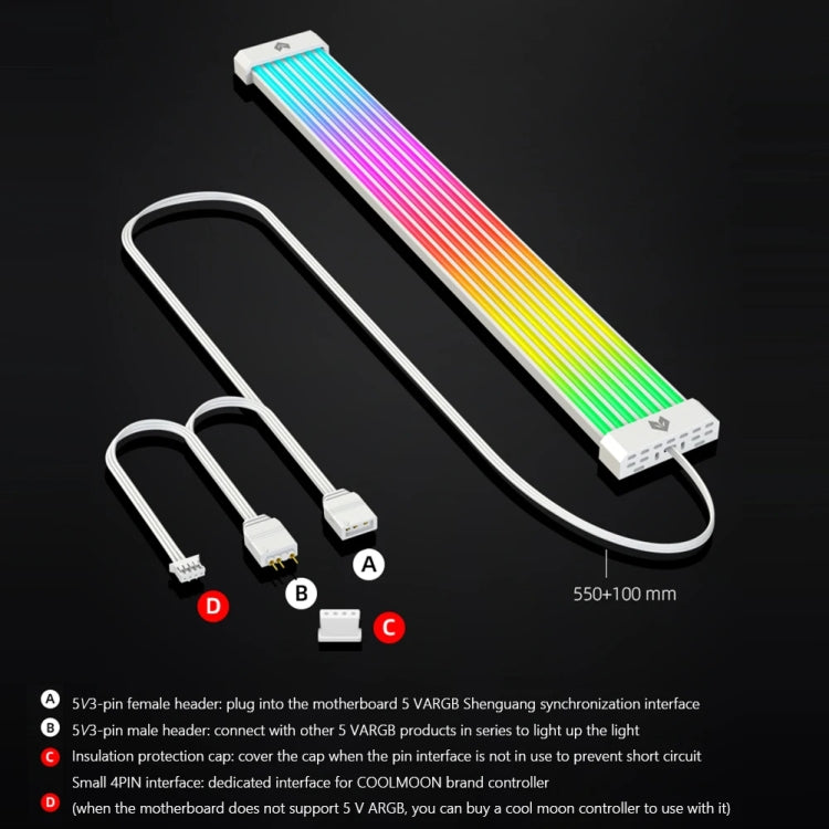 AOSOR AL300 Computer Glow Line ARGB Neon Cable Motherboard Chassis Light Strip Light Board Decoration(Black) - PCIE Cable by AOSOR | Online Shopping South Africa | PMC Jewellery | Buy Now Pay Later Mobicred