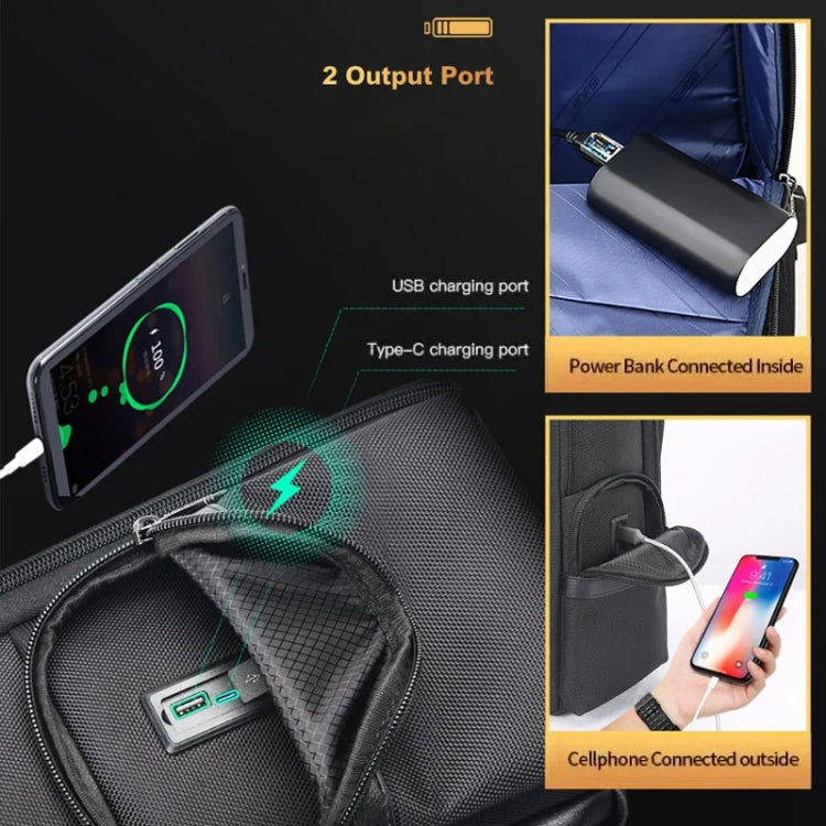 Bopai 61-125031 Large-capacity First-layer Cowhide Business Laptop Backpack With USB+Type-C Port(Black) - free shipping - PMC Jewellery - Order now!