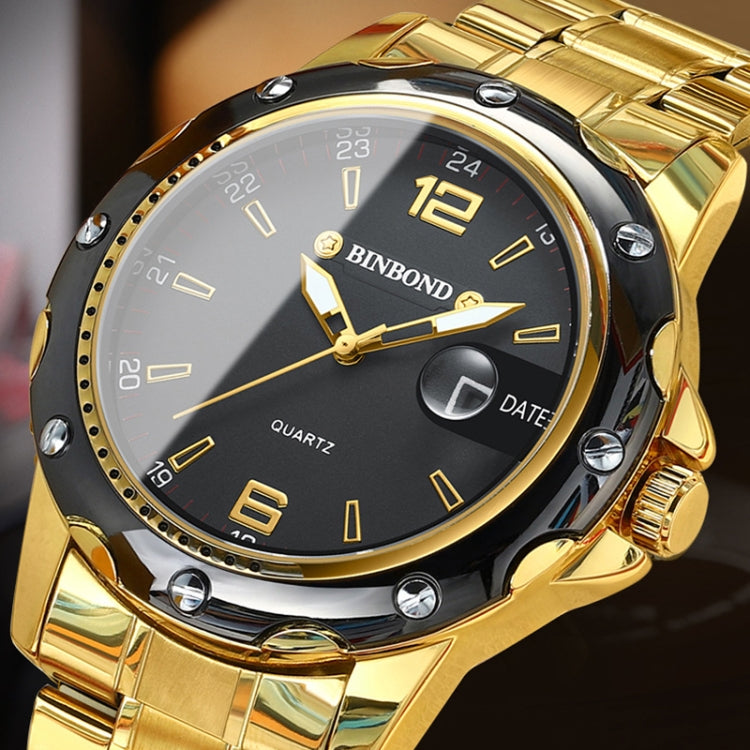 BINBOND B9696 Outdoor Calendar Luminous Waterproof Quartz Watch, Color: White Steel-Black - Metal Strap Watches by BINBOND | Online Shopping South Africa | PMC Jewellery | Buy Now Pay Later Mobicred