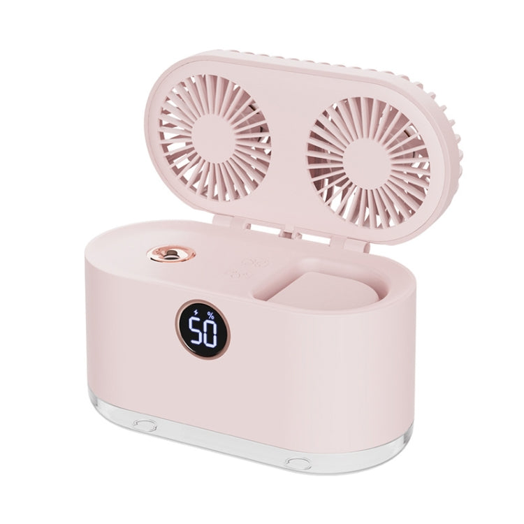 WT-818 Dual-leaf Spray Smart Digital Display Desktop Fan Night Light Humidification Cooler(Pink) - Electric Fans by PMC TechLife | Online Shopping South Africa | PMC TechLife | Buy Now Pay Later Mobicred