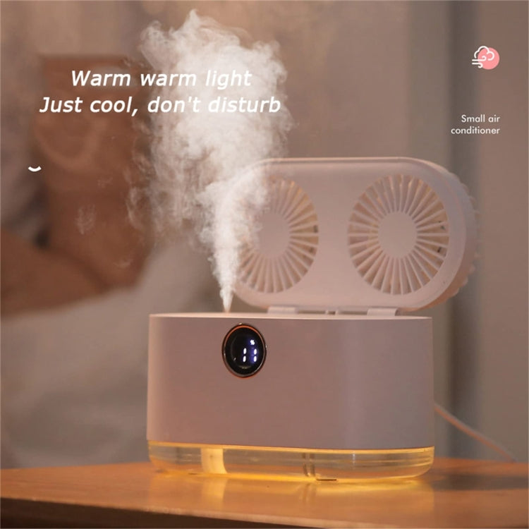 WT-818 Dual-leaf Spray Smart Digital Display Desktop Fan Night Light Humidification Cooler(Pink) - Electric Fans by PMC TechLife | Online Shopping South Africa | PMC TechLife | Buy Now Pay Later Mobicred