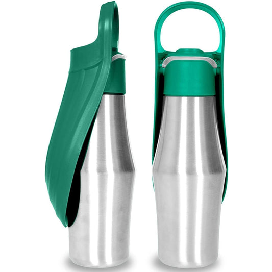 Pet Outing Stainless Steel Folding Water Bottle Outdoor Portable Drinking Fountain(Dark Green) - Drinking Fountain by PMC Jewellery | Online Shopping South Africa | PMC Jewellery | Buy Now Pay Later Mobicred