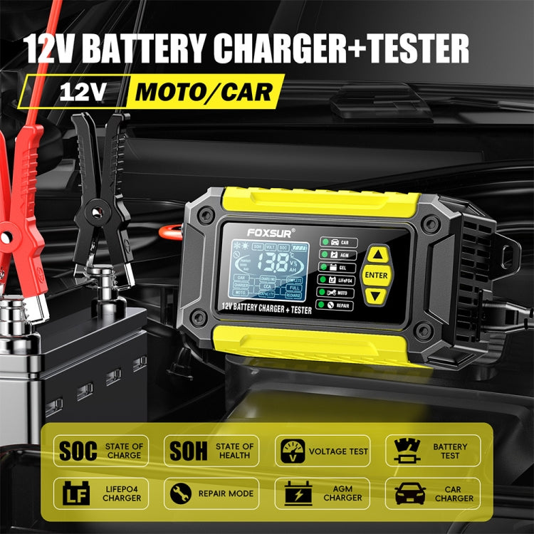 FOXSUR Cars Motorcycles 12V Lithium Cattery Charger With Battery Detection(EU Plug) - Battery Charger by FOXSUR | Online Shopping South Africa | PMC TechLife | Buy Now Pay Later Mobicred