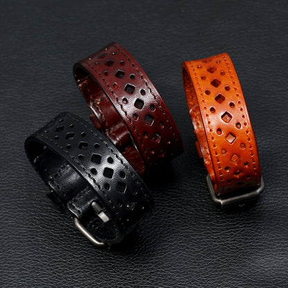 Vintage Hollowed Out Leather Bracelet Personalized Cycling Bracelet(Black) - Bracelets by PMC Jewellery | Online Shopping South Africa | PMC Jewellery | Buy Now Pay Later Mobicred