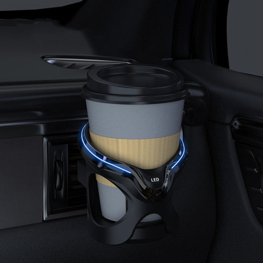 Car Cup Holder Air Conditioner Outlet Multifunctional Storage Rack, Color: Black Silver LED Light - Car Drink Holders by PMC Jewellery | Online Shopping South Africa | PMC Jewellery | Buy Now Pay Later Mobicred