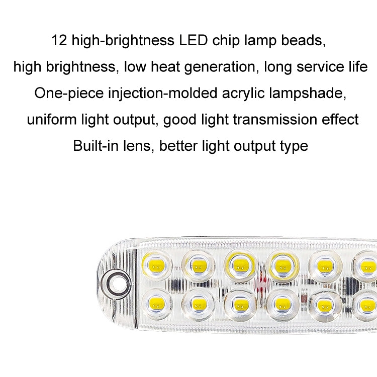6pcs 12-Bead LED Flashing Warning Lights Motorcycle RV Signal Lights(White Light) - Clearance Lights by PMC TechLife | Online Shopping South Africa | PMC TechLife | Buy Now Pay Later Mobicred