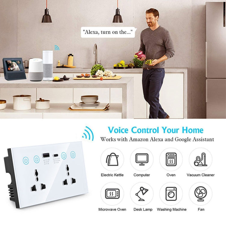 Graffiti Smart Socket With Switch USB+Type-C Dual Port Remote Control Socket, UK Plug, Style: Wifi White - Smart Socket by PMC Jewellery | Online Shopping South Africa | PMC Jewellery | Buy Now Pay Later Mobicred