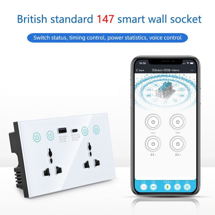 Graffiti Smart Socket With Switch USB+Type-C Dual Port Remote Control Socket, UK Plug, Style: ZigBee Black - Smart Socket by PMC Jewellery | Online Shopping South Africa | PMC Jewellery | Buy Now Pay Later Mobicred