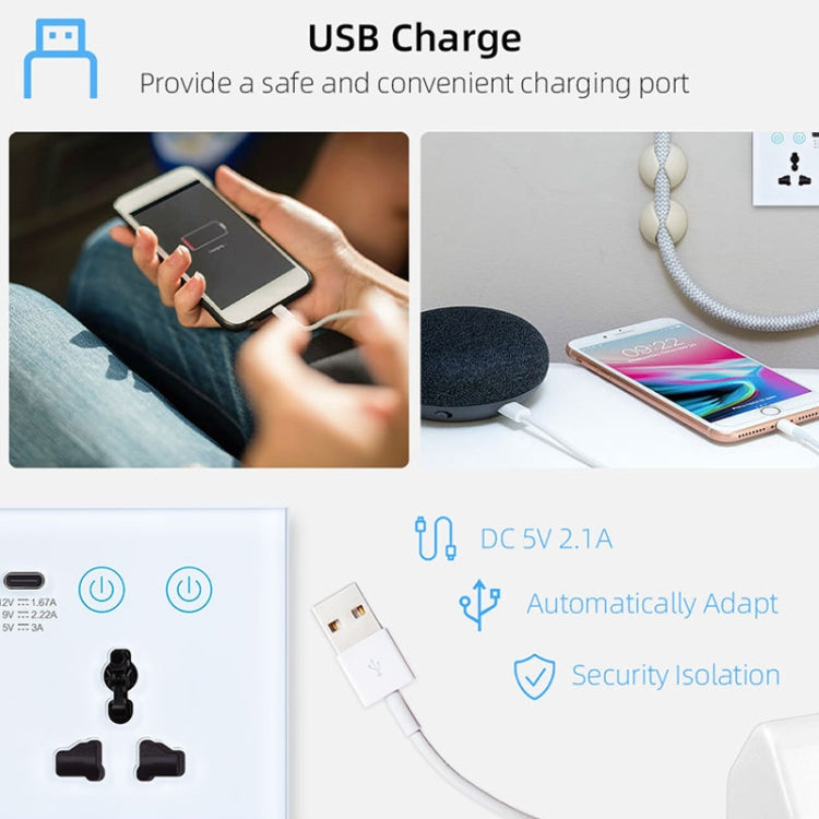 Graffiti Smart Socket With Switch USB+Type-C Dual Port Remote Control Socket, UK Plug, Style: ZigBee White - Smart Socket by PMC TechLife | Online Shopping South Africa | PMC TechLife | Buy Now Pay Later Mobicred