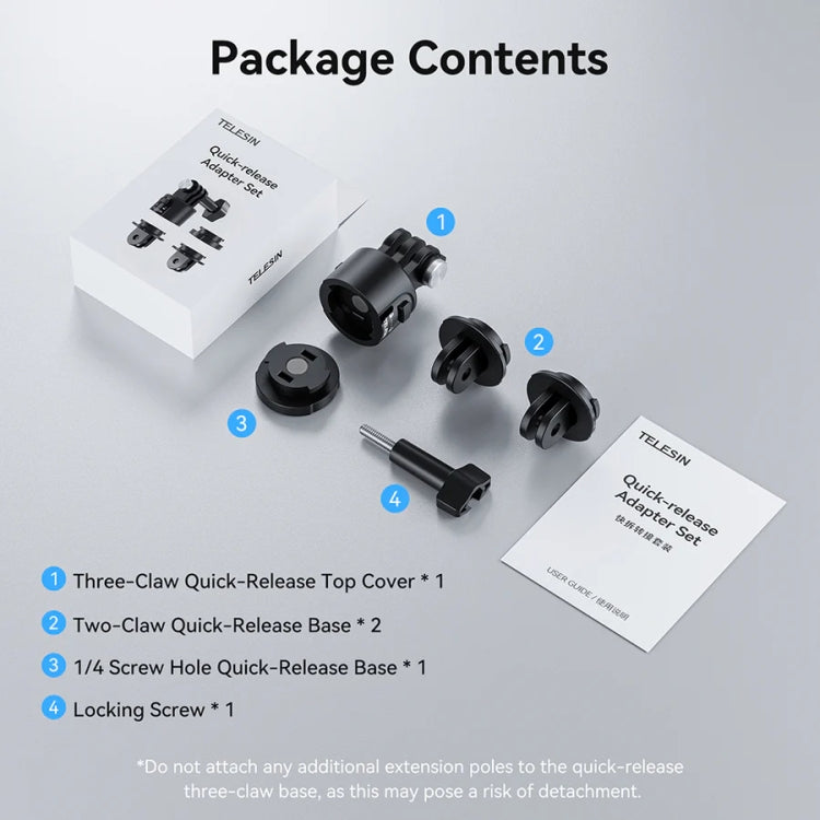 TELESIN CQM-001 Universal Magnetic Quick Release Adapter Kit For Sports Cameras(Black) - free shipping - PMC TechLife - Order now!