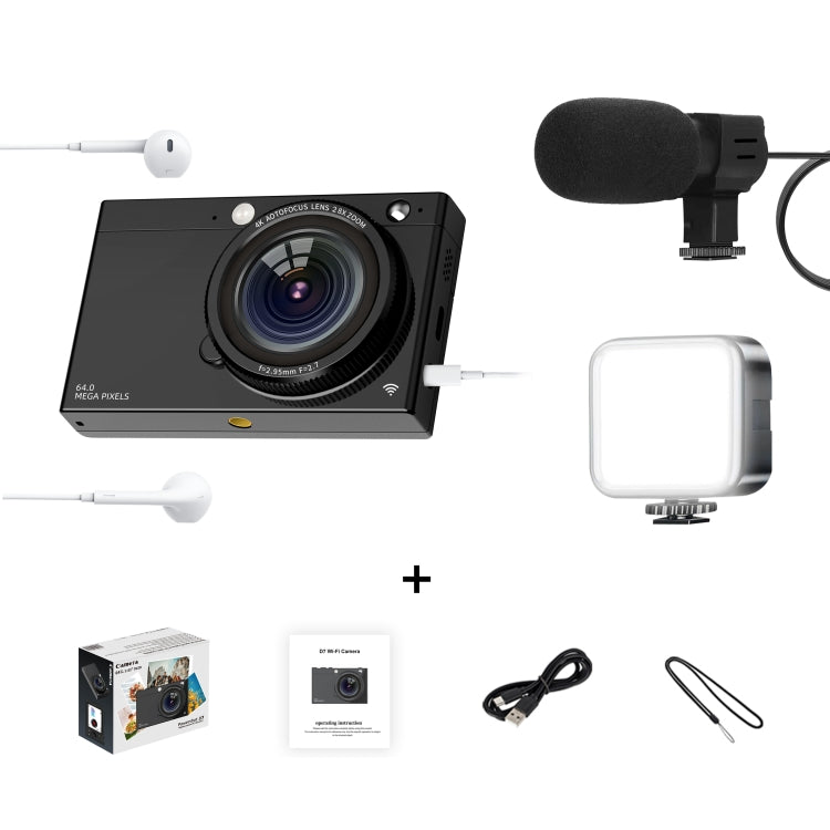 High-Definition CCD Digital Camera 64 Million WiFi Card Camera, Color: Black + Microphone/Fill Light/Headphone Cable - Video Cameras by PMC TechLife | Online Shopping South Africa | PMC TechLife | Buy Now Pay Later Mobicred