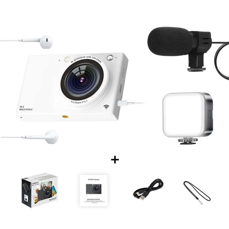 High-Definition CCD Digital Camera 64 Million WiFi Card Camera, Color: White + Microphone/Fill Light/Headphone Cable - Video Cameras by PMC Jewellery | Online Shopping South Africa | PMC Jewellery | Buy Now Pay Later Mobicred