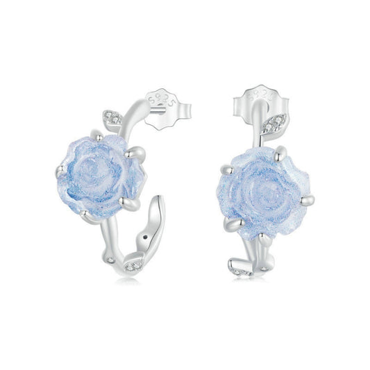 S925 Sterling Silver Ultraviolet Color-Changing Rose Earrings(SCE1729) - Stud Earrings & Earrings by PMC Jewellery | Online Shopping South Africa | PMC Jewellery | Buy Now Pay Later Mobicred