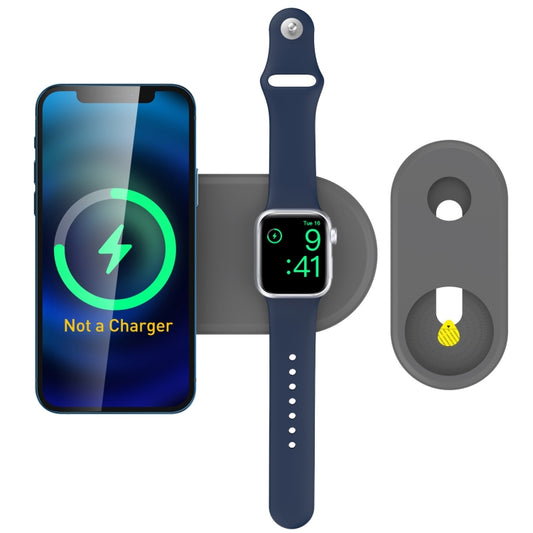 For Apple Watch / iPhone AhaStyle PT135 2 In 1 Silicone Wireless Charging Base(Grey) - Charger / Holder by AhaStyle | Online Shopping South Africa | PMC Jewellery | Buy Now Pay Later Mobicred