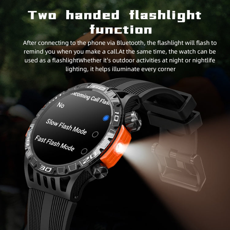 LOKMAT ZEUS6 PRO 1.46-Inch IP68 Waterproof SOS Flashlight Bluetooth Smart Watch(Black) - free shipping - PMC TechLife - Order now!
