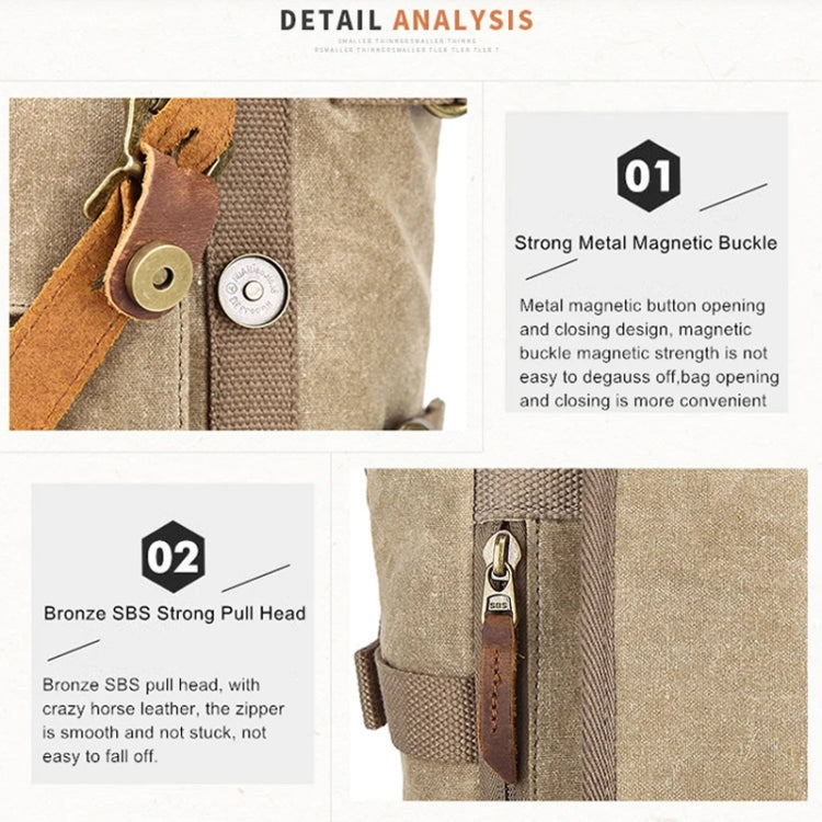 Vintage Camera Bag Waterproof  Canvas Backpack with Laptop Compartment Tripod Holder(Khaki) - Backpack by PMC TechLife | Online Shopping South Africa | PMC TechLife | Buy Now Pay Later Mobicred
