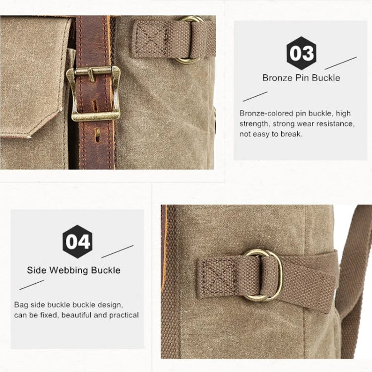 Vintage Camera Bag Waterproof  Canvas Backpack with Laptop Compartment Tripod Holder(Khaki) - Backpack by PMC TechLife | Online Shopping South Africa | PMC TechLife | Buy Now Pay Later Mobicred