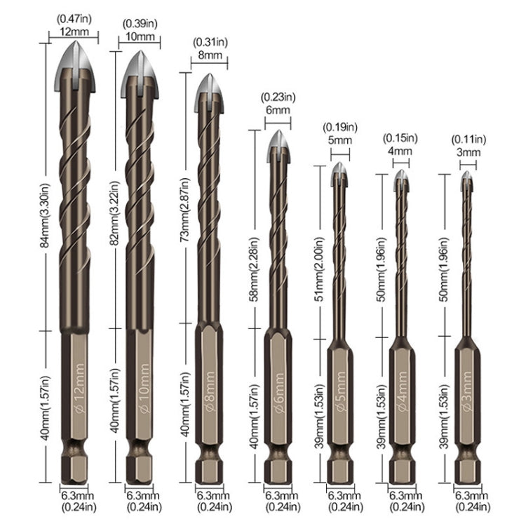 4mm Hexagonal Shank Spiral Flute Cross Alloy Drill Bits Glass Tile Four Edge Drivers - Drill & Drill Bits by PMC TechLife | Online Shopping South Africa | PMC TechLife | Buy Now Pay Later Mobicred