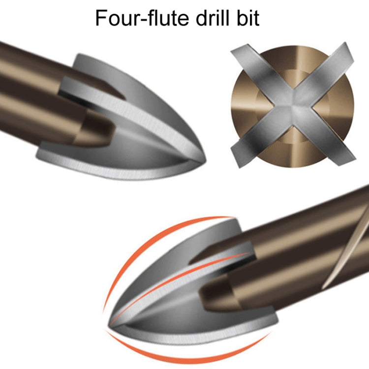 6mm Hexagonal Shank Spiral Flute Cross Alloy Drill Bits Glass Tile Four Edge Drivers - Drill & Drill Bits by PMC TechLife | Online Shopping South Africa | PMC TechLife | Buy Now Pay Later Mobicred
