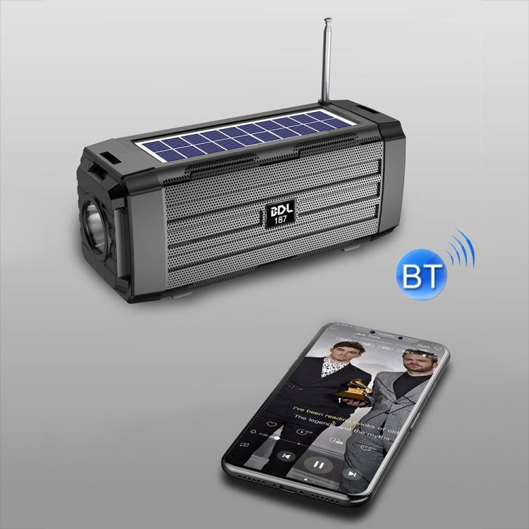 BDL-187 LED Light Solar Wireless Bluetooth Speaker Portable Outdoor Camping FM Radio(Blue) - Radio Player by PMC TechLife | Online Shopping South Africa | PMC TechLife | Buy Now Pay Later Mobicred