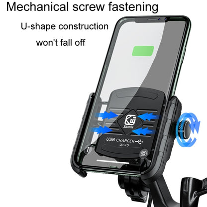 Kewig M8 Motorcycle Navigation Phone Holder Outdoor Riding Charging Bracket(Blue) - Holder by Kewig | Online Shopping South Africa | PMC Jewellery | Buy Now Pay Later Mobicred