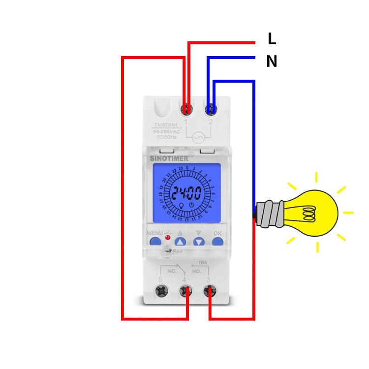 SINOTIMER  TM929AKL 85-265V 16A 24hrs Digital Analogue Din Module Time Switch With Backlight - Switch by SINOTIMER | Online Shopping South Africa | PMC TechLife | Buy Now Pay Later Mobicred
