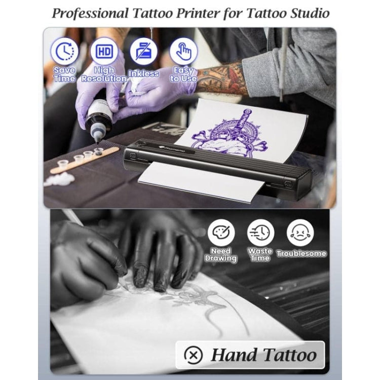 Phomemo TP83-BK Wireless Tattoo Stencil Printer With 10pcs Transfer Paper(Black) - Printer by Phomemo | Online Shopping South Africa | PMC Jewellery | Buy Now Pay Later Mobicred