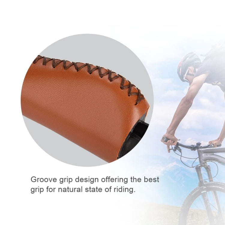 1pair Bicycle Non-Slip Leather Handlebar Grips Mountain Bike Vintage Handlebar Protector(Black) - Bicycle Grips by PMC TechLife | Online Shopping South Africa | PMC TechLife | Buy Now Pay Later Mobicred
