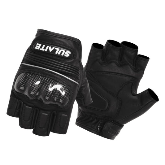 SULAITE Motorcycle Sheepskin Carbon Fiber Breathable Half-finger Riding Gloves, Size: XL(Black) - Locomotive Gloves by SULAITE | Online Shopping South Africa | PMC Jewellery | Buy Now Pay Later Mobicred