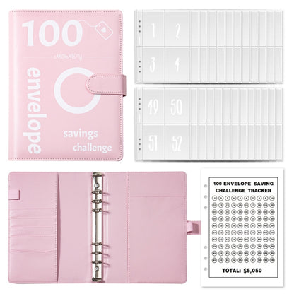 A5 100 Day Savings Challenge Envelope Budget Planner Binder Notebook Handbook, Color: Pattern Pink - Notebooks by PMC Jewellery | Online Shopping South Africa | PMC Jewellery | Buy Now Pay Later Mobicred