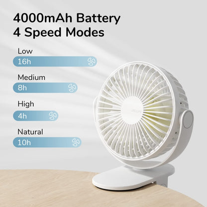 JisuLife FA29A Clip Desktop Mini Fan Portable USB Rechargeable Fan(White) - Electric Fans by JisuLife | Online Shopping South Africa | PMC Jewellery | Buy Now Pay Later Mobicred