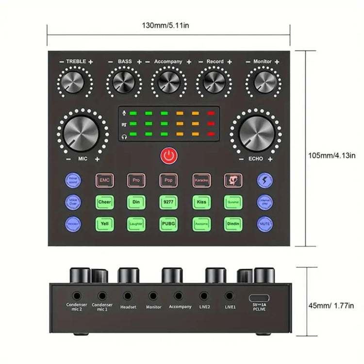 V8S Audio Mixer Live Voice Changer External Sound Card, Color: Black Triangle Set - Live Sound Effects Processors by PMC TechLife | Online Shopping South Africa | PMC TechLife | Buy Now Pay Later Mobicred