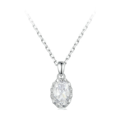 S925 Sterling Silver Platinum-plated Teardrop-shaped Moissanite Necklace(MSN035) - Necklaces & Pendants by PMC Jewellery | Online Shopping South Africa | PMC Jewellery | Buy Now Pay Later Mobicred