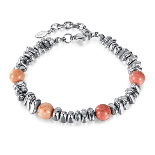 OPK GS1547 Titanium Steel Chain Wooden Stone Bracelet - Bracelets by OPK | Online Shopping South Africa | PMC Jewellery | Buy Now Pay Later Mobicred