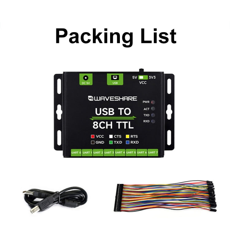 Waveshare 27076 Industrial USB TO TTL UART Serial Communication Module Converter(USB TO 8CH TTL) - Modules Expansions Accessories by Waveshare | Online Shopping South Africa | PMC Jewellery | Buy Now Pay Later Mobicred