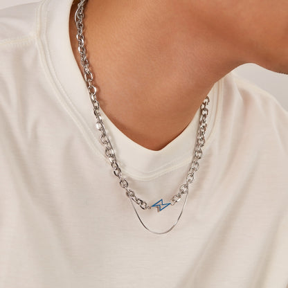 OPK GX2417 Stainless Steel Flash Pendant Double Layered Necklace - Necklaces & Pendants by OPK | Online Shopping South Africa | PMC Jewellery | Buy Now Pay Later Mobicred