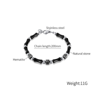 OPK GS1563 Simple Stainless Steel Ink Style Bamboo Patchwork Bracelet - Bracelets by OPK | Online Shopping South Africa | PMC Jewellery | Buy Now Pay Later Mobicred