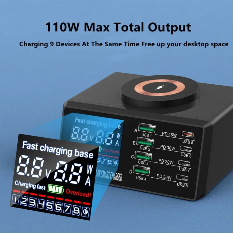 X9M 9-in-1 110W USB+PD Smart Multi-ports QI Magnetic Wireless Charger, Spec: White UK Plug - Multifunction Charger by PMC Jewellery | Online Shopping South Africa | PMC Jewellery | Buy Now Pay Later Mobicred