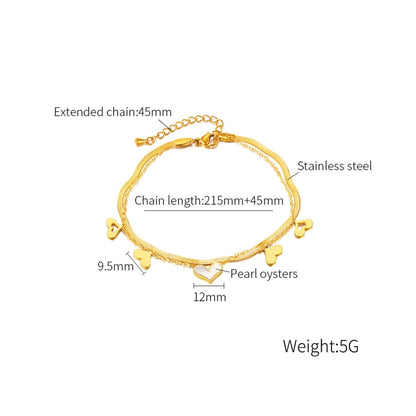 OPK GZ193 Stainless Steel Double Layers Heart Anklet(Gold) - Anklets by OPK | Online Shopping South Africa | PMC Jewellery | Buy Now Pay Later Mobicred